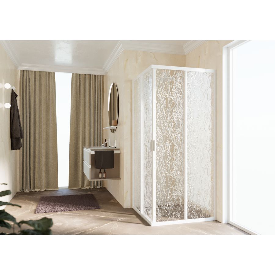 Deel hoekinstap (1 van 2 omkeerbaar) LUNES 2.0-A 1170-1200x1950mm glas Aqua profielkleur wit