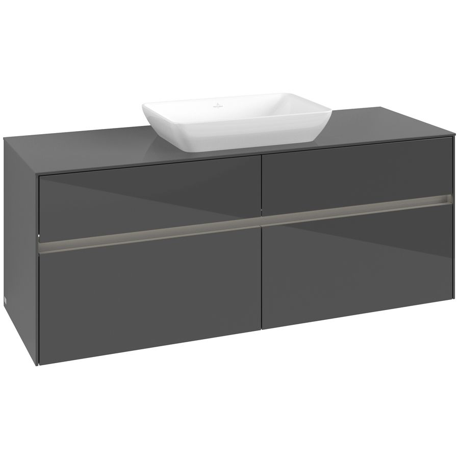 Wastafelonderkast Collaro 1400x548x500mm Glossy Grey C116B0FP