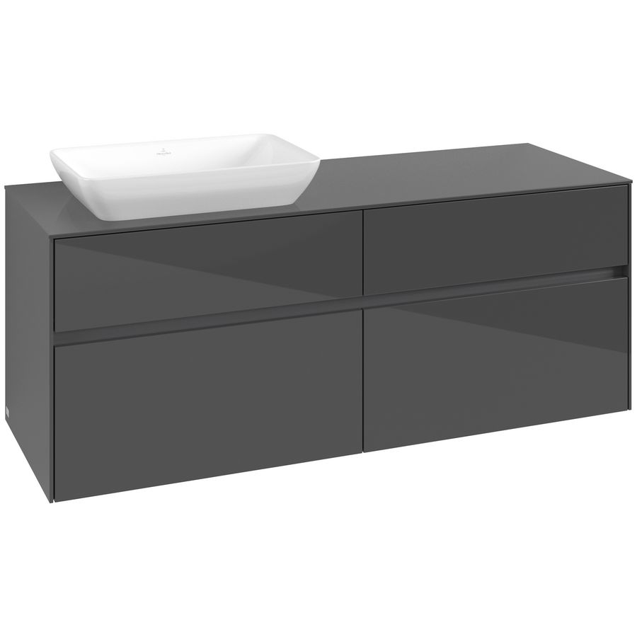 Wastafelonderkast Collaro 1400x548x500mm Glossy Grey C11700FP