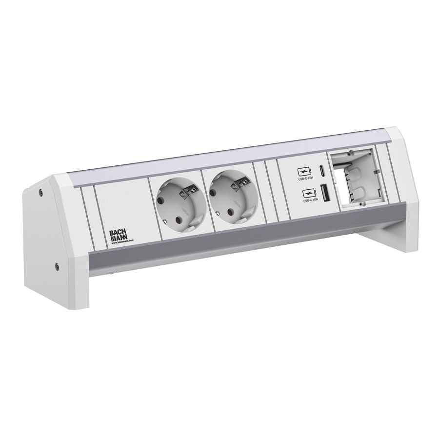 Desk 1 2x 230V RA USB A/C charger 1x leeg GST o.g. in/uit w
