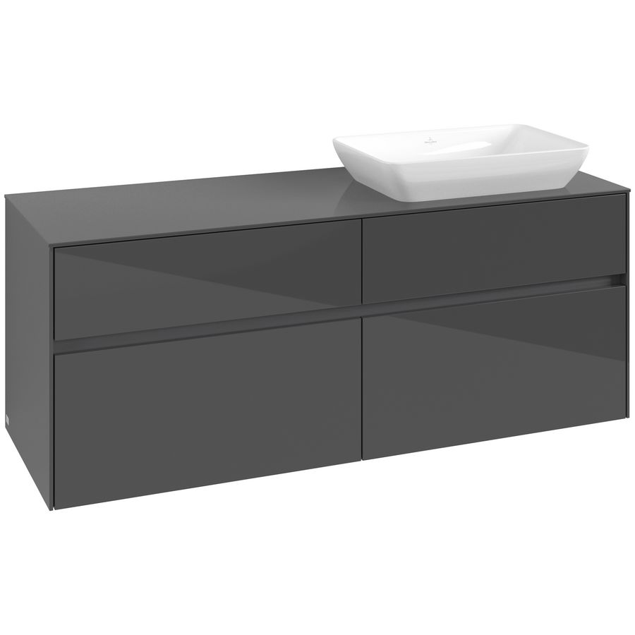 Wastafelonderkast Collaro 1400x548x500mm Glossy Grey C11800FP