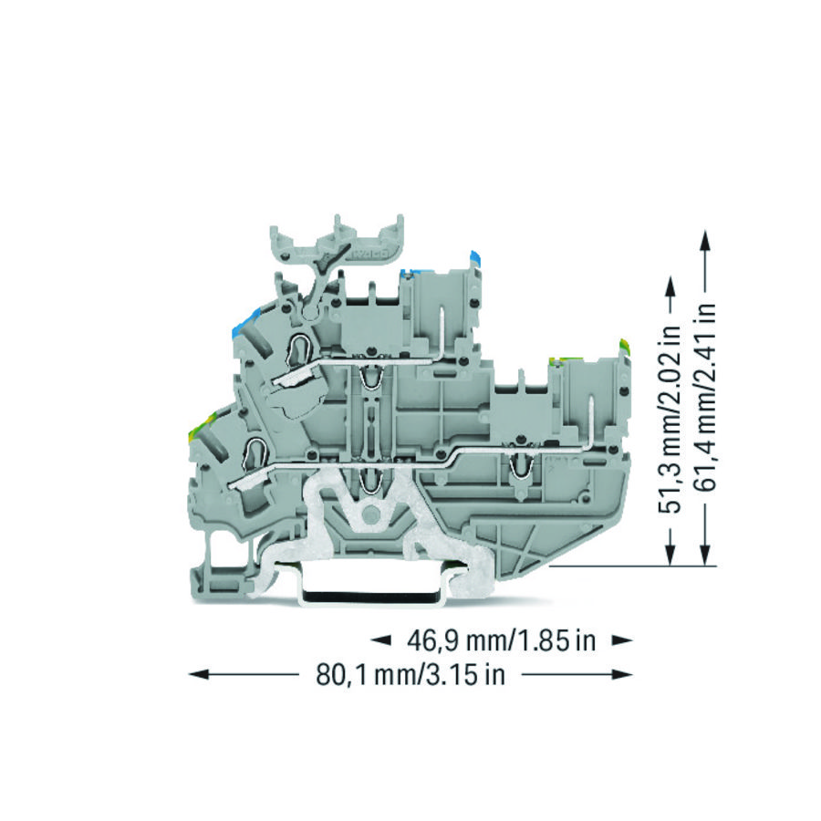 1-draads/1-pins 2etage basisklem PUSH Aard-/rijg VVE=50