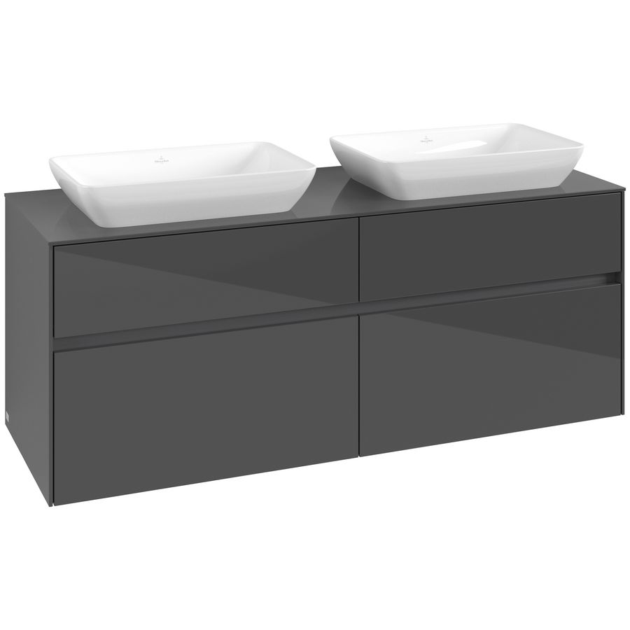 Wastafelonderkast Collaro 1400x548x500mm Glossy Grey C11900FP