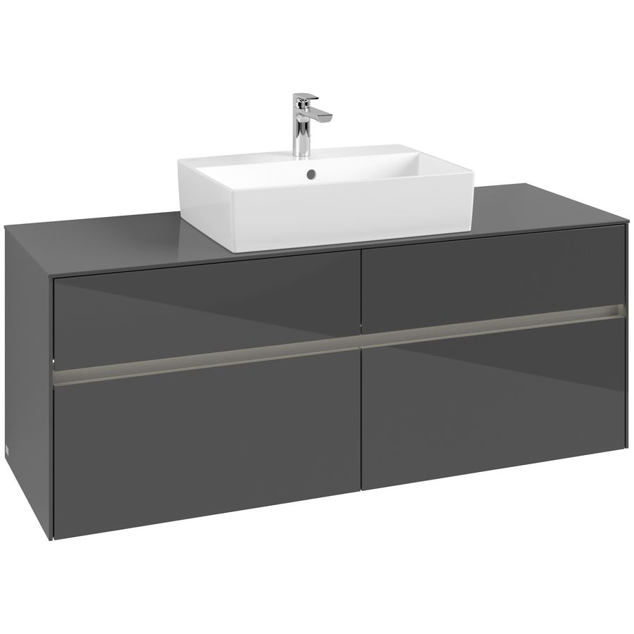 Wastafelonderkast Collaro 1400x548x500mm Glossy Grey C131B0FP