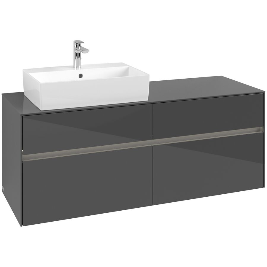 Wastafelonderkast Collaro 1400x548x500mm Glossy Grey C132B0FP