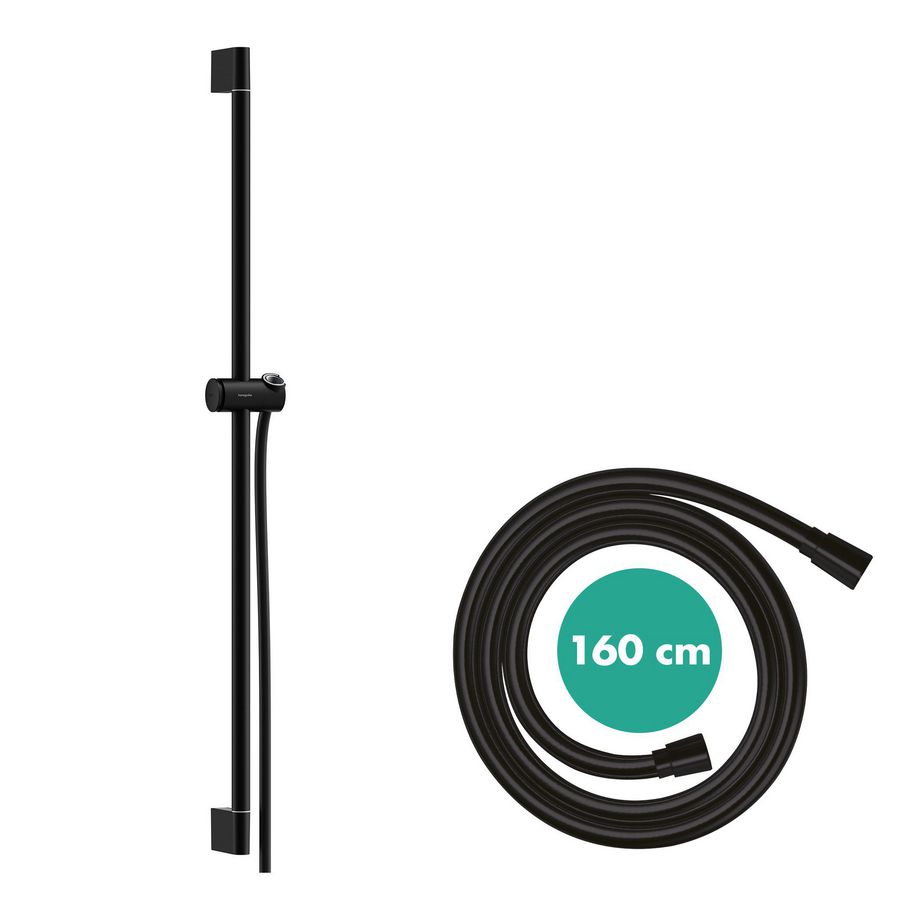 Unica Douchestang Pulsify S 90cm met push-schuifstuk en Isiflex doucheslang 160cm mat zwart