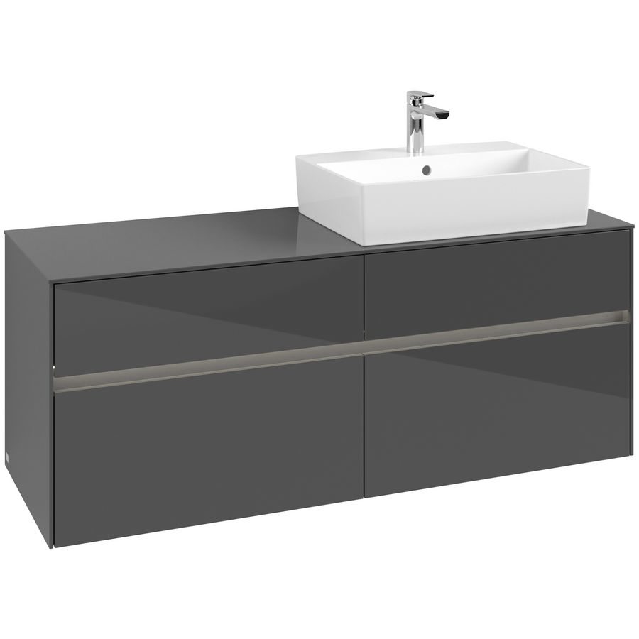 Wastafelonderkast Collaro 1400x548x500mm Glossy Grey C133B0FP