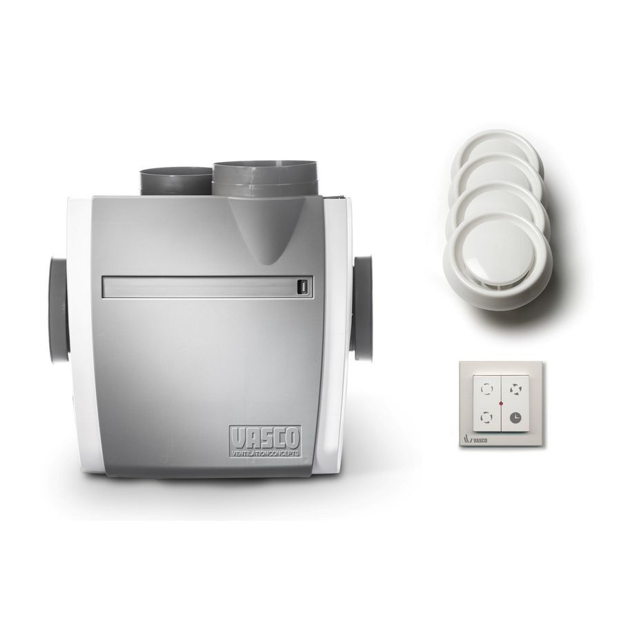 Woonhuisventilator FANBOX C400 Basic RF LE incl. RF 3 standenschakelaar + 4 afzuigeventielen