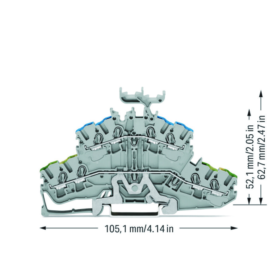 4-draads 2-etageklem Aard-/rijgklem 2,5mm² 2002-2447 VVE=50