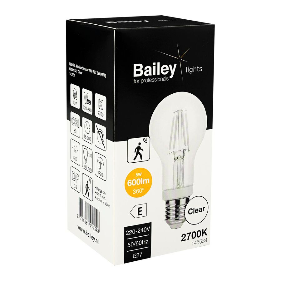 LED-lamp A60 Sensor FIL Motion E27 5W 48W 600lm 827 helder
