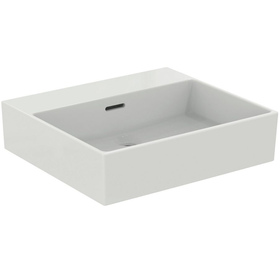 EXTRA wastafel 50cm zonder kraangat met overloop gesl. wit ideal plus