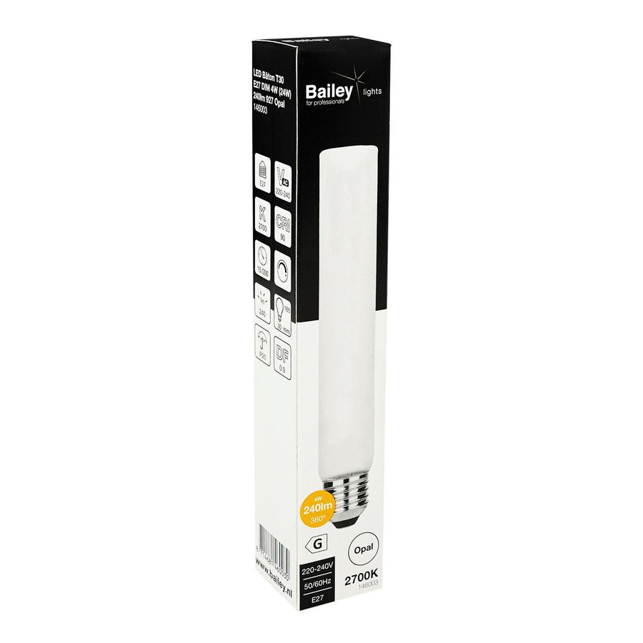 LED-lamp LED Baton T30 E27 DIM 4W (24W) 240lm 927 Opal