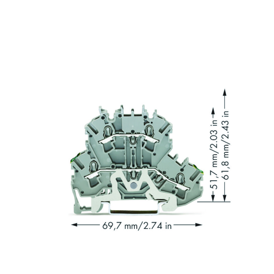 2-etageklem Aard-/rijgklem 2,5 mm² grijs 2002-2227 VVE=50