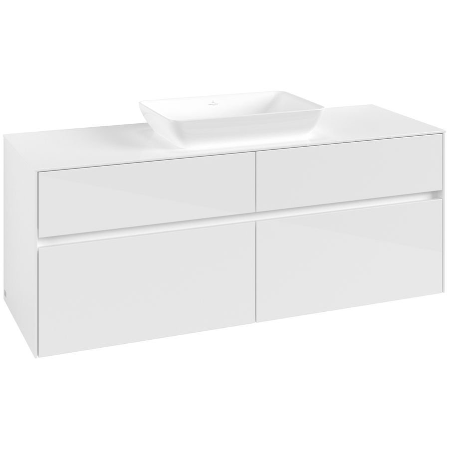 Wastafelonderkast Collaro 1400x548x500mm Glossy White C11600DH
