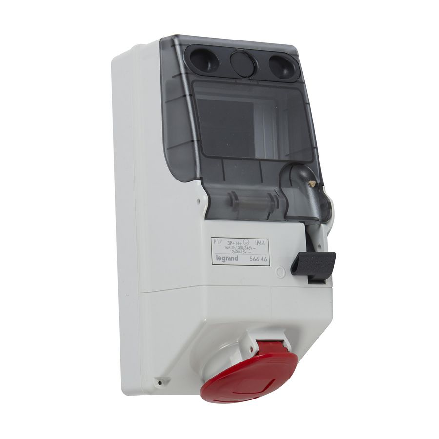 Wandcontactsdoos gesch. + DIN 400V 16A 5-polig IP44 P17