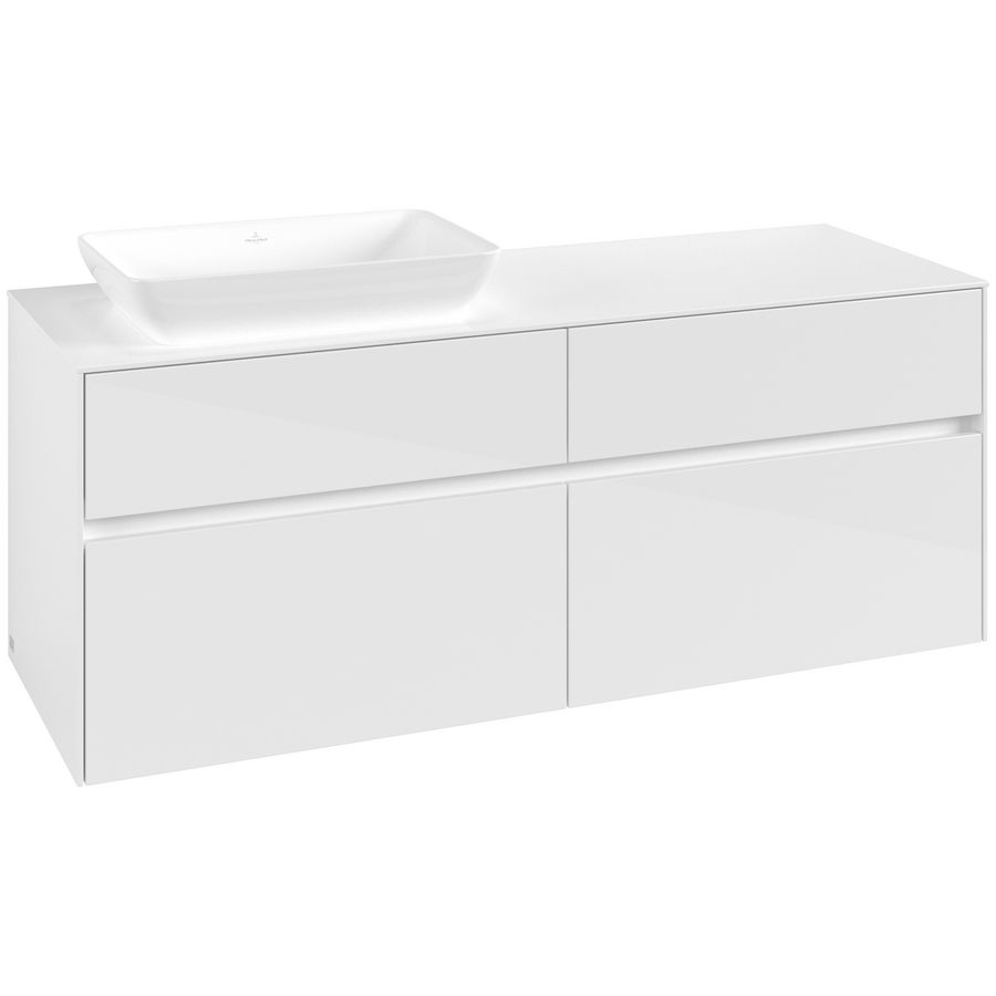 Wastafelonderkast Collaro 1400x548x500mm Glossy White C11700DH