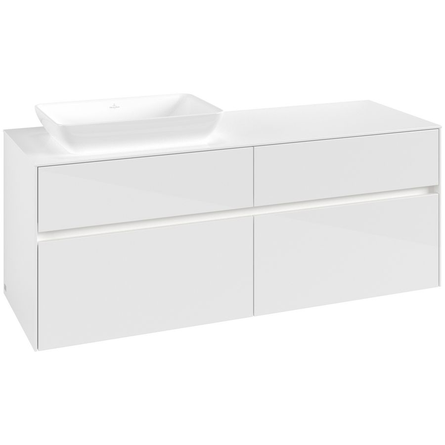 Wastafelonderkast Collaro 1400x548x500mm Glossy White C117B0DH