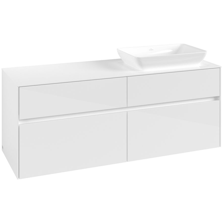 Wastafelonderkast Collaro 1400x548x500mm Glossy White C11800DH