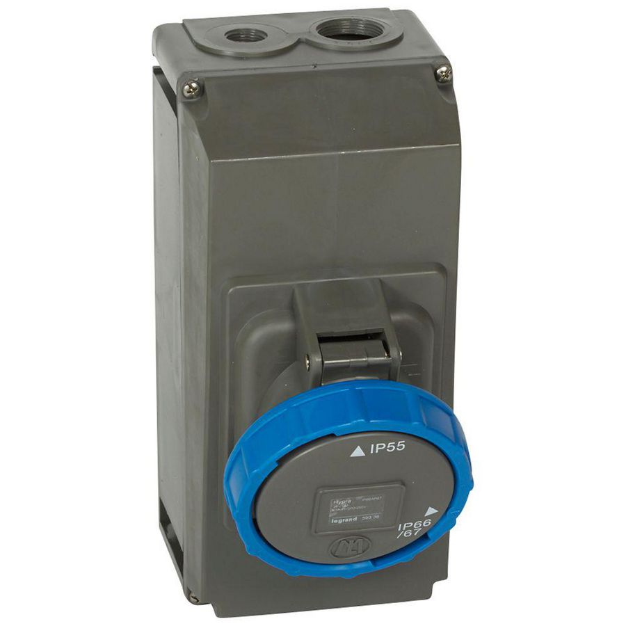Opbouw wandcontactdoos 230V 63A 3-polig IP67 Hypra