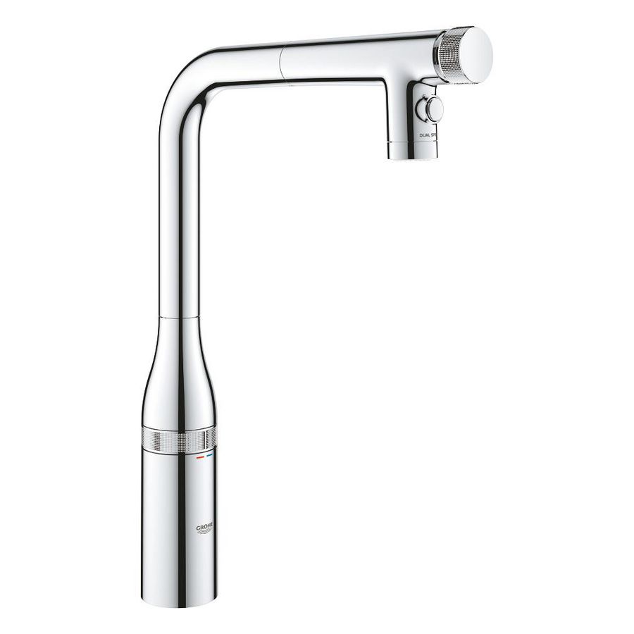 Essence sc keukenkraan smartcontrol L-uitloop uittrekbaar dual spray chroom (prof)