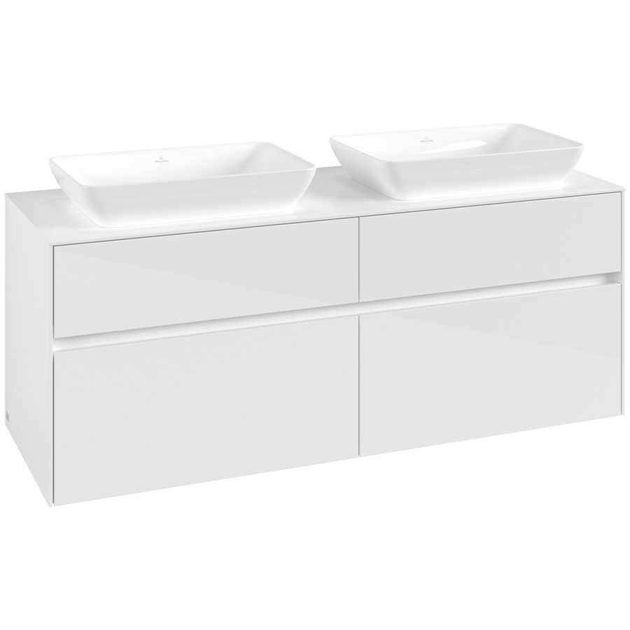 Wastafelonderkast Collaro 1400x548x500mm Glossy White C11900DH