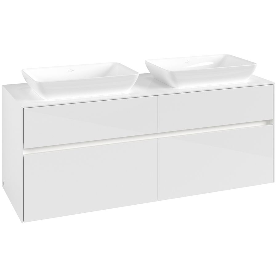 Wastafelonderkast Collaro 1400x548x500mm Glossy White C119B0DH