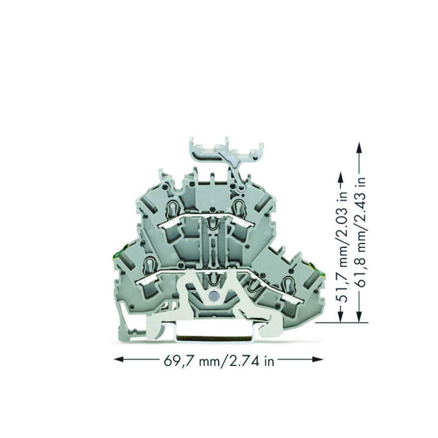 2-etageklem Aard-/rijgklem 2,5 mm² grijs 2002-2257 VVE=50