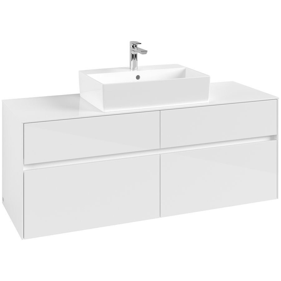 Wastafelonderkast Collaro 1400x548x500mm Glossy White C13100DH