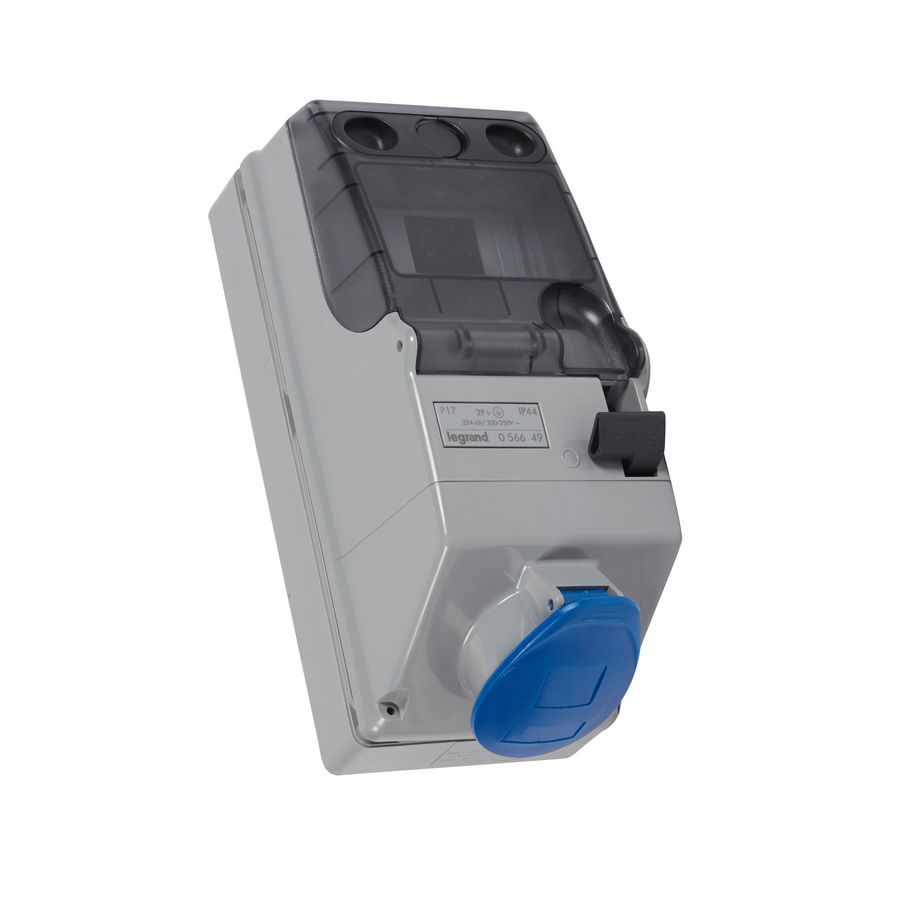Wandcontactsdoos gesch. + DIN 230V 32A 3-polig IP44 P17