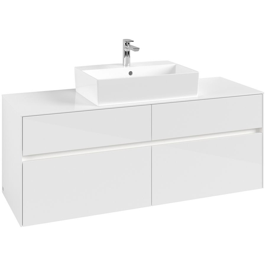Wastafelonderkast Collaro 1400x548x500mm Glossy White C131B0DH