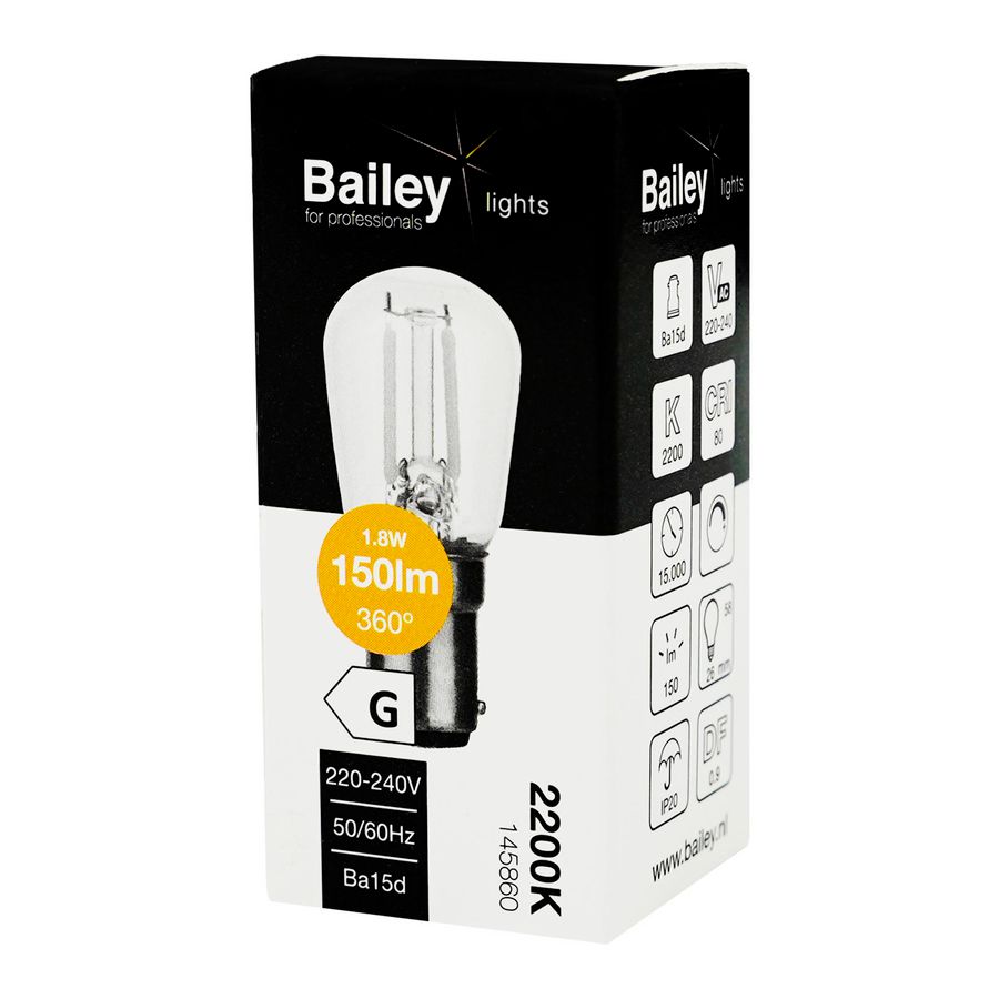 LED-lamp P26x58 FIL Ba15d Brass DIM 1.8W 150lm 822 helder