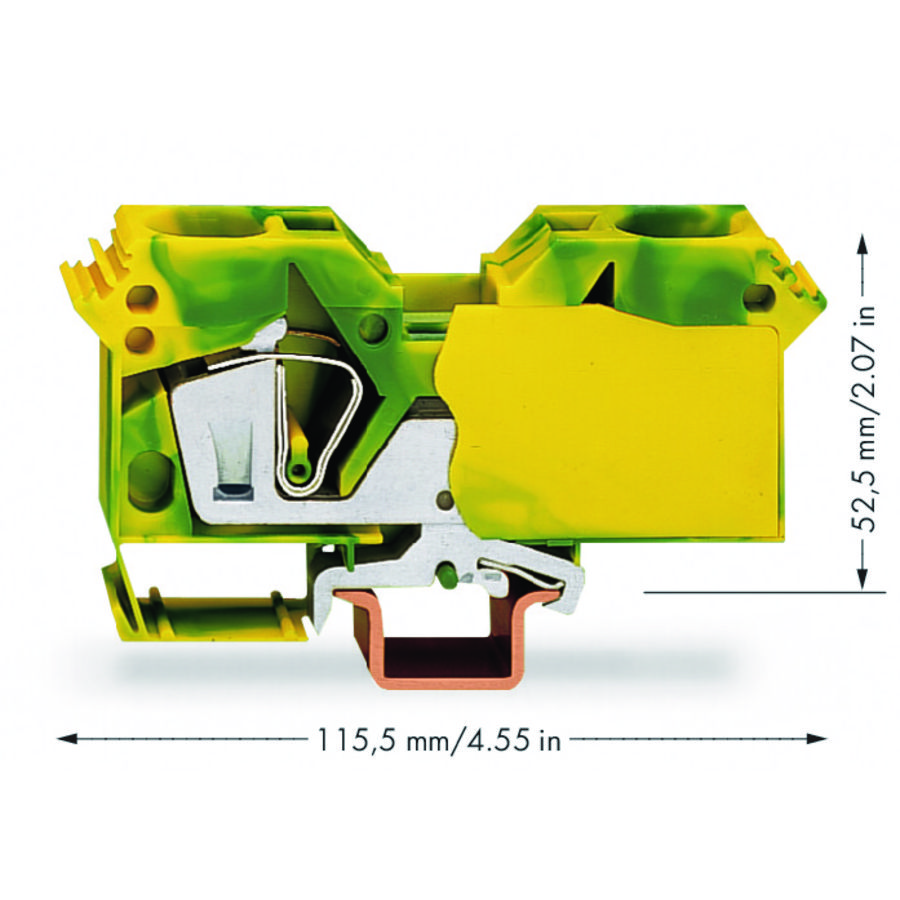 2-draads aardklem 35mm² markeringshouders zijkant 607 VVE=15