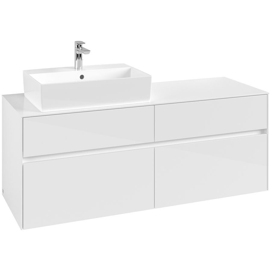 Wastafelonderkast Collaro 1400x548x500mm Glossy White C13200DH