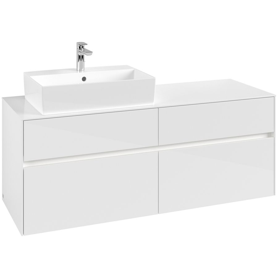 Wastafelonderkast Collaro 1400x548x500mm Glossy White C132B0DH