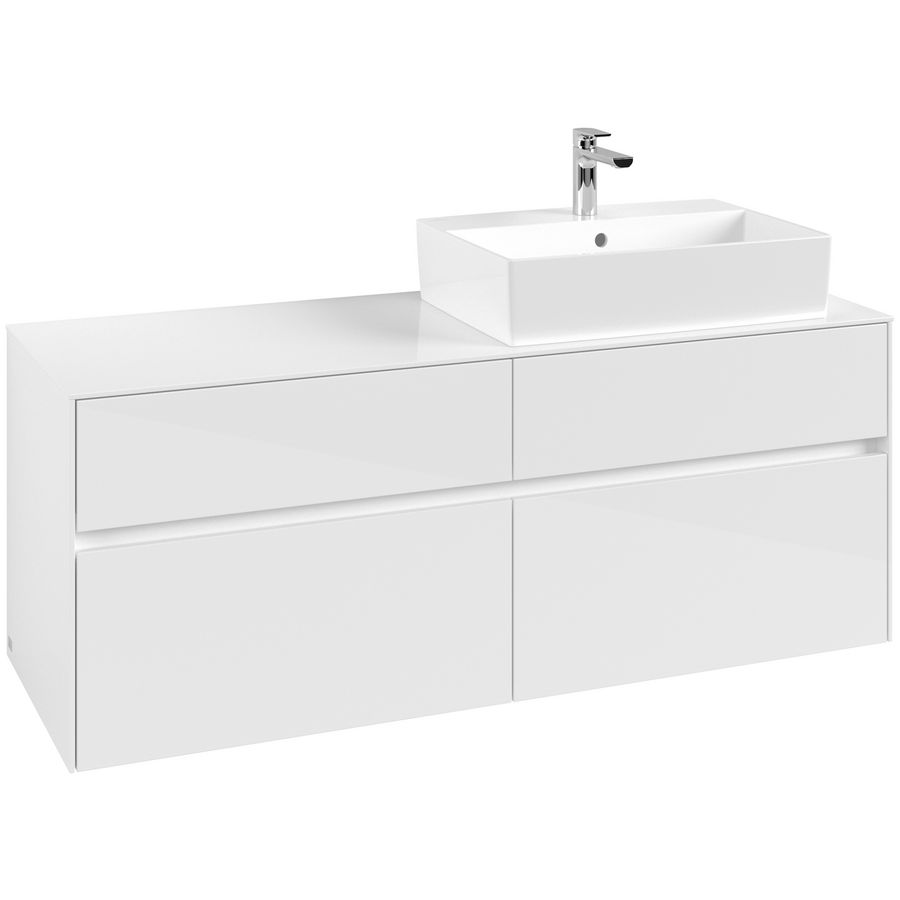 Wastafelonderkast Collaro 1400x548x500mm Glossy White C13300DH