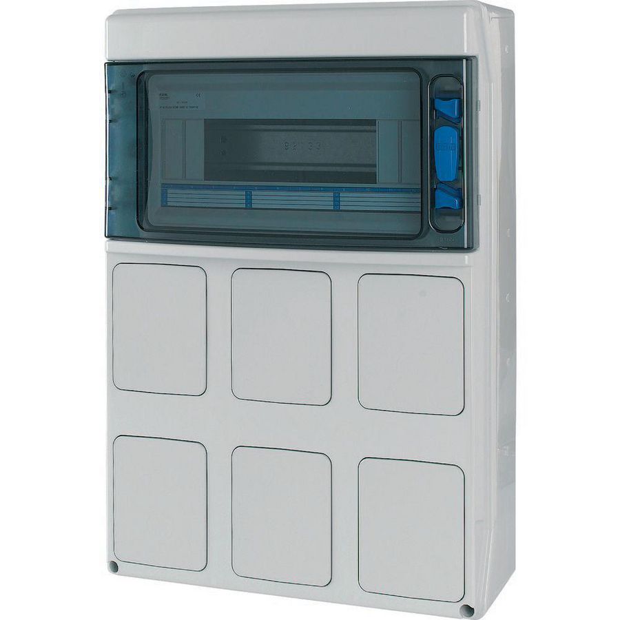Inst.kast opb. IP65 1x12TE deur transp. RAL7035 LID VVE=4