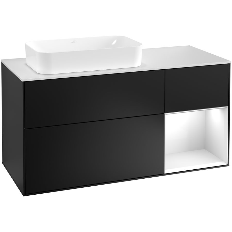 Wastafelonderkast Finion 1200x603x501mm Black Matt Lacquer G281GFPD