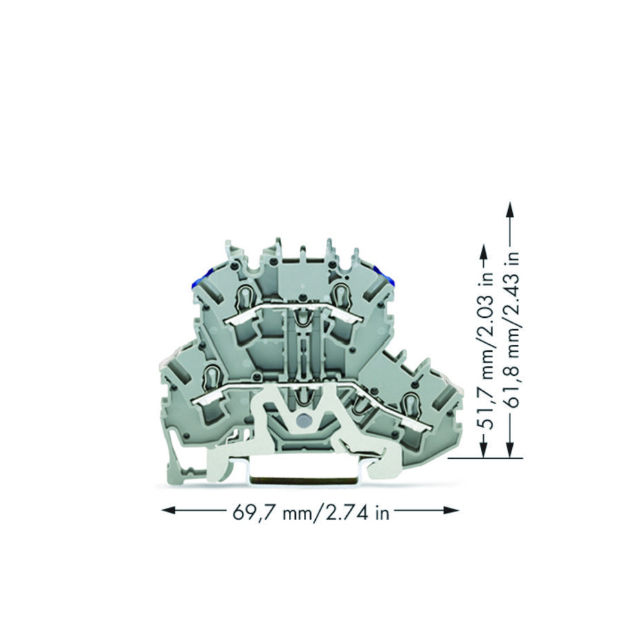 2-etageklem Afscherm-/rijgklem 2,5mm² 2002-2218 VVE=50