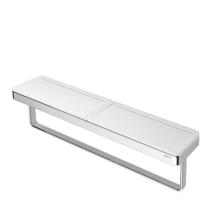 Handdoekhouder met planchet wit/chroom 420mm FRAME WHITE CHROME