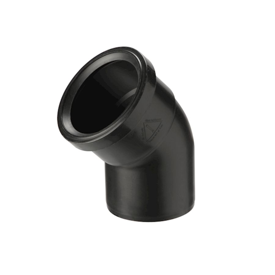Bocht Rolux luchttoevoer 45° PP 100 zwart