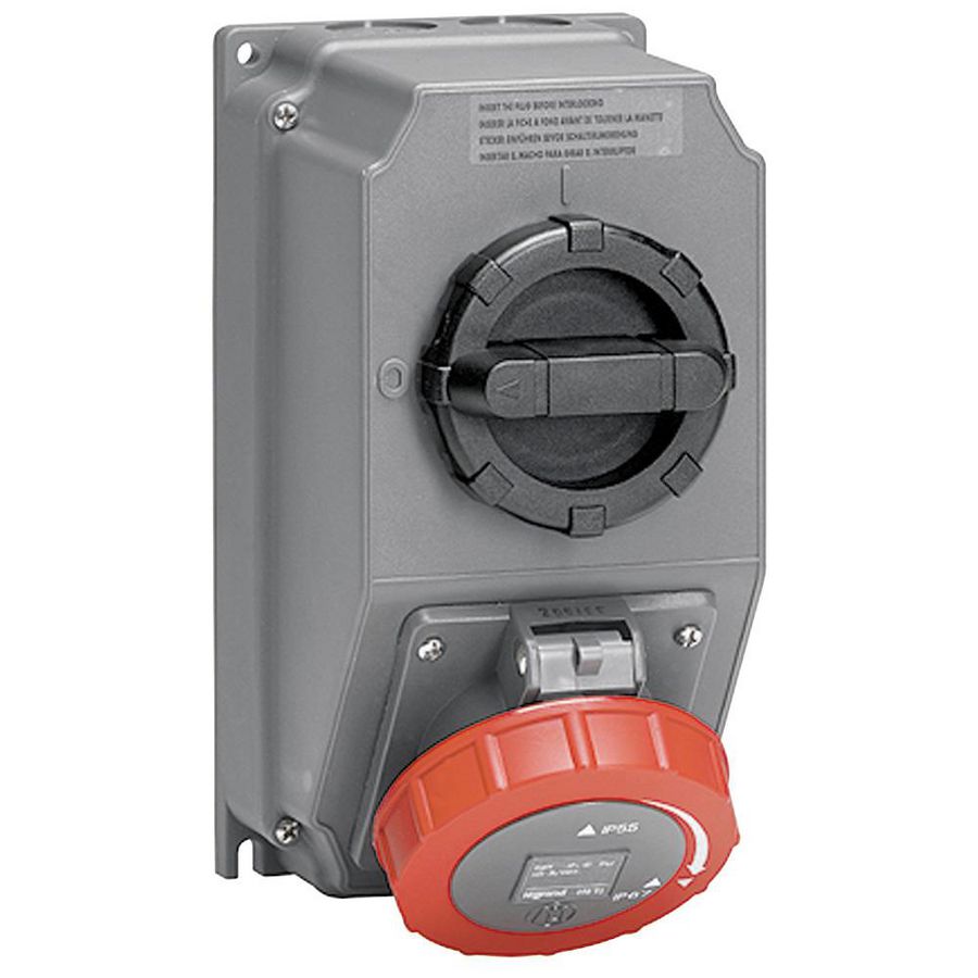 Wandcontactsdoos gesch. 440V 32A 4-polig IP67 Hypra