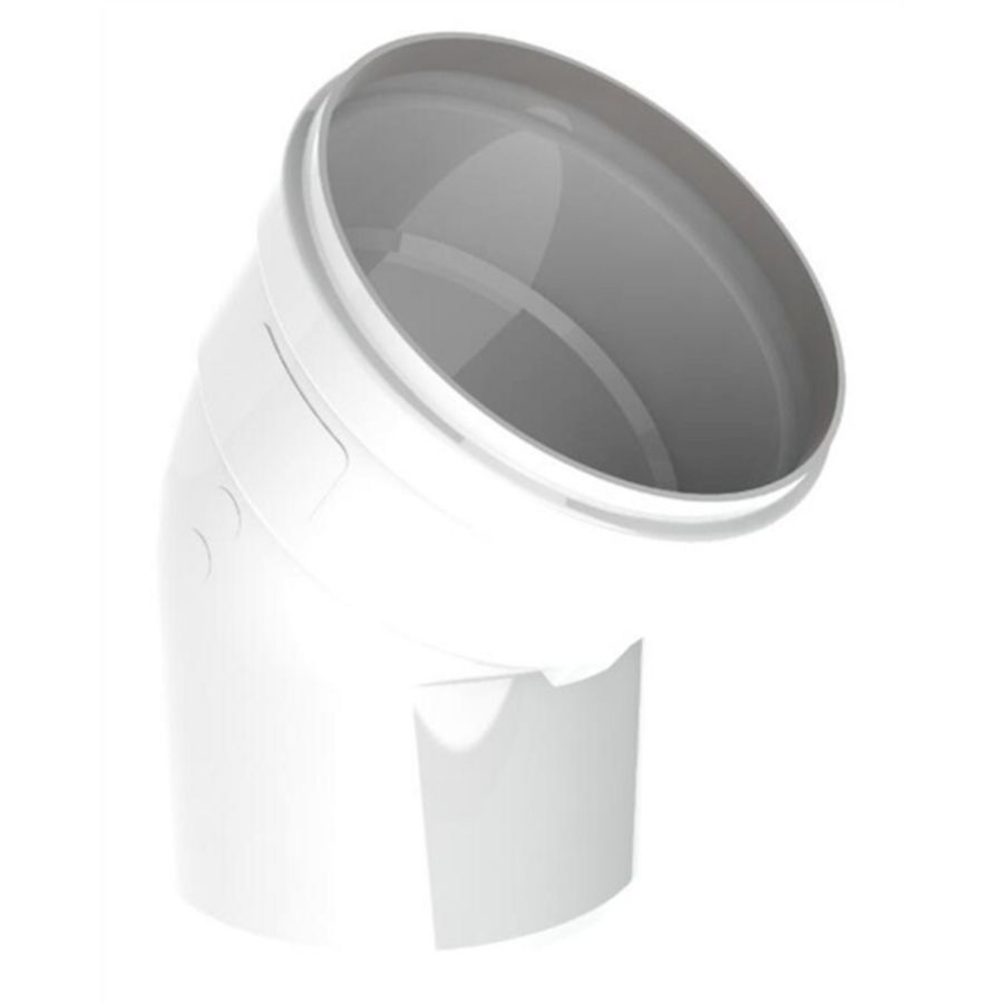 Bocht 45° dikwandig aluminium AL 80mm wit