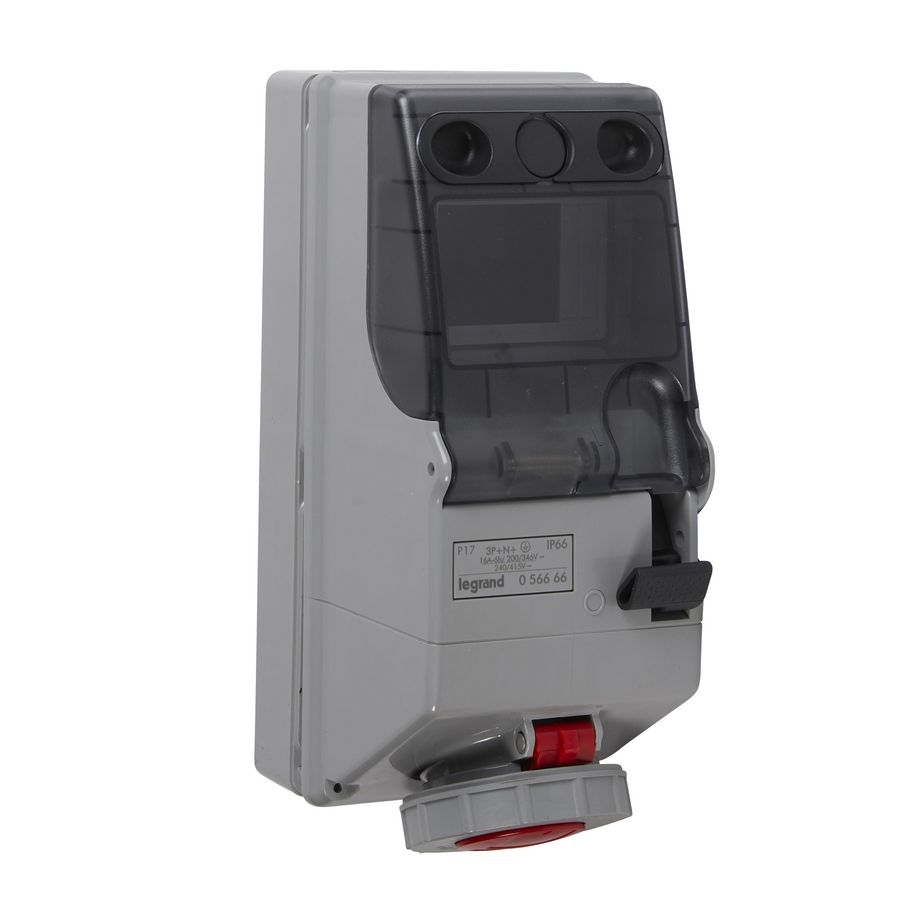 Wandcontactsdoos gesch. + DIN 400V 16A 5-polig IP55 P17