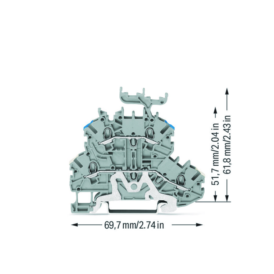 2-etageklem Afscherm-/rijgklem 1 mm² grijs 2000-2248 VVE=50
