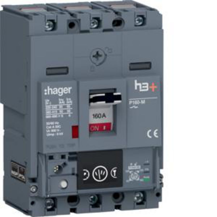 Vermogensautomaat h3+ P160 Energy 3P3D 160A 50kA kooiklem.