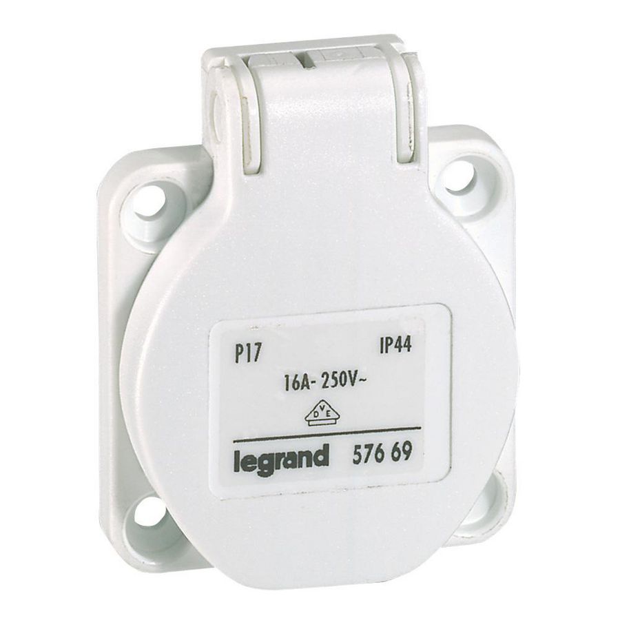 Inbouw Wandcontactdoos RA 230V 16A 3P IP54 Wit P17