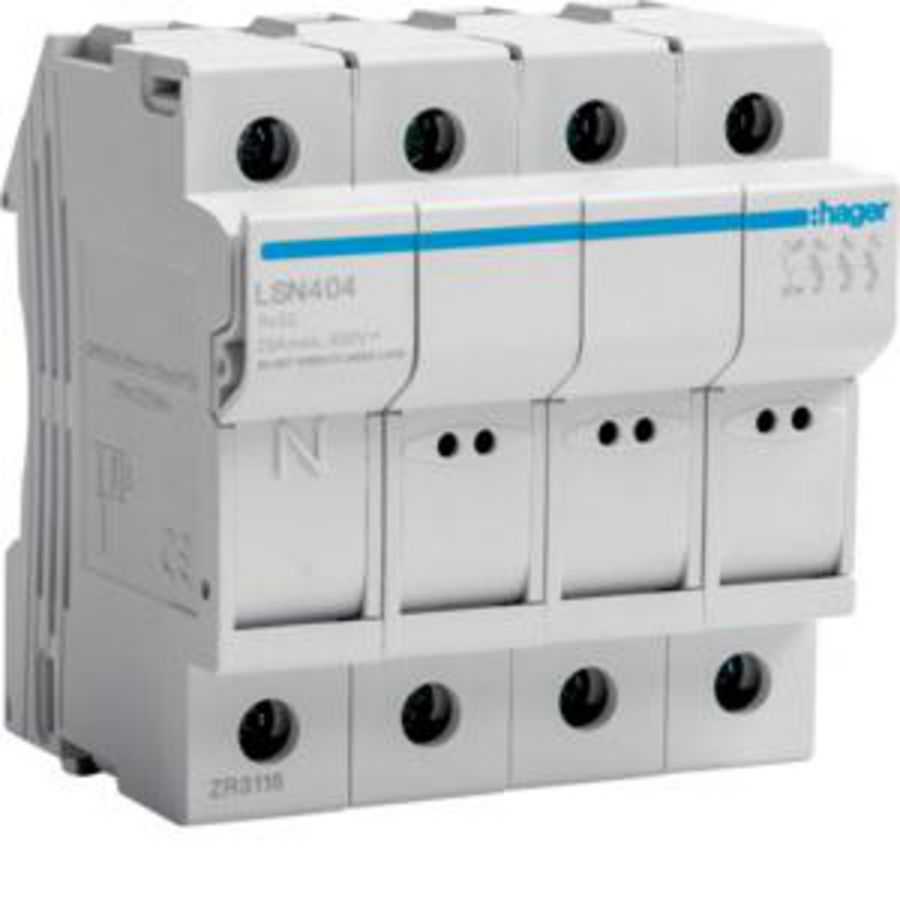 Zekeringhouder L32 3P + N 25 A 4 modulen