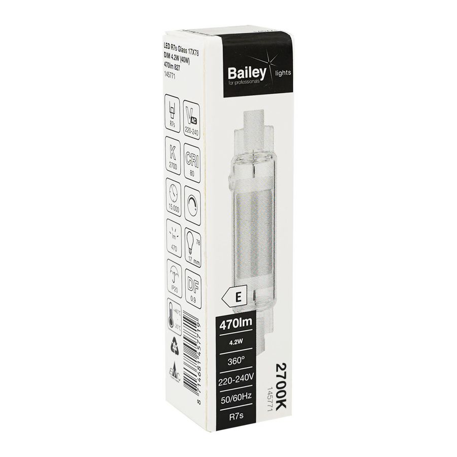LED-lamp R7s Glass 17x78 DIM 4.2W (40W) 470lm 827