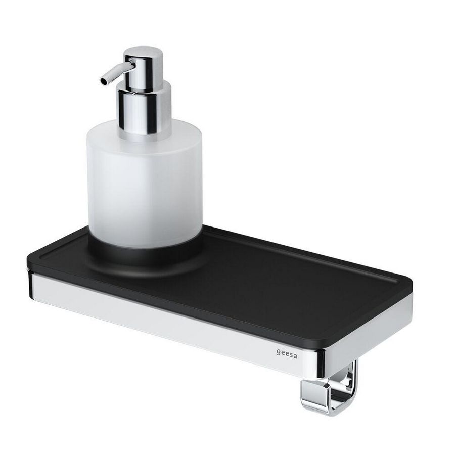 Planchet 210mm met zeepdispenser zwart + chroom FRAME BLACK CHROME