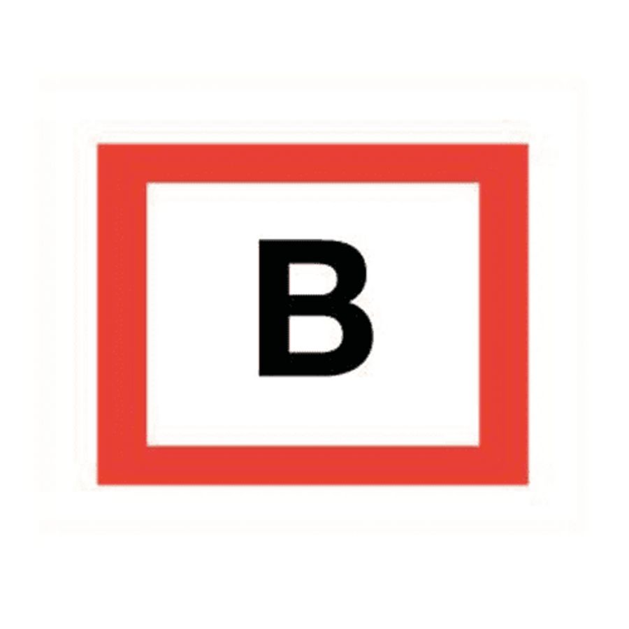 BORD "B" ZWART MET RODE RAND 200x150 MARKERING DROGE STIJGL